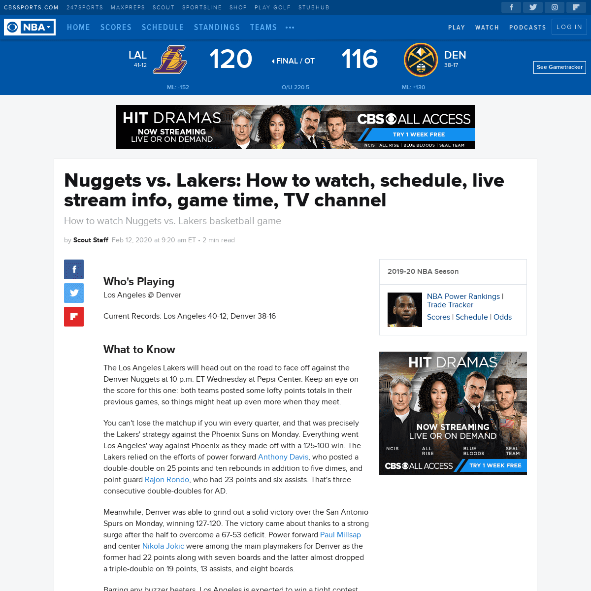 A complete backup of www.cbssports.com/nba/news/nuggets-vs-lakers-how-to-watch-schedule-live-stream-info-game-time-tv-channel/