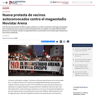 A complete backup of www.laizquierdadiario.com/Nueva-protesta-de-vecinos-autoconvocados-contra-el-megaestadio-Movistar-Arena