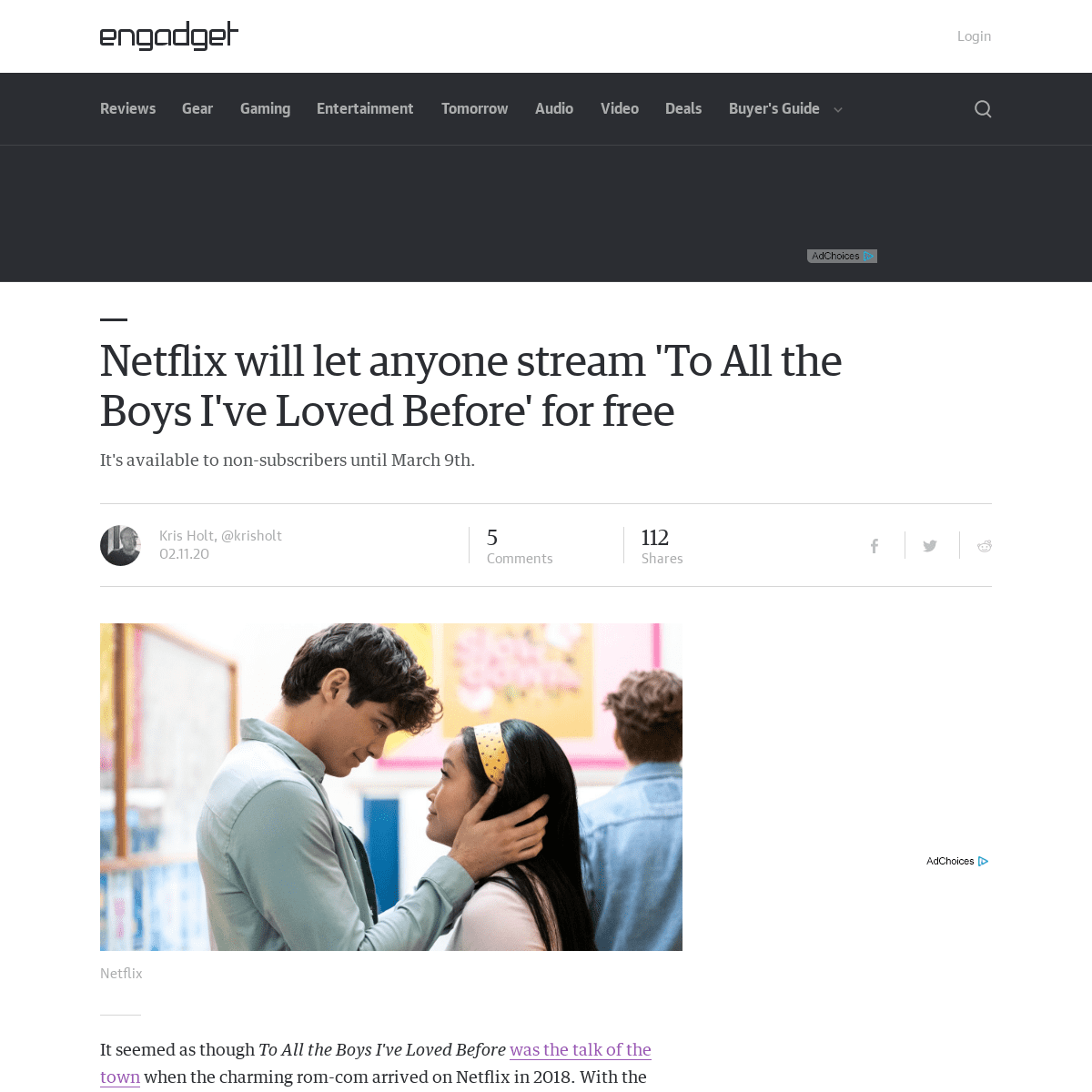 A complete backup of www.engadget.com/2020/02/11/netflix-to-all-the-boys-ive-loved-before-streaming-free/