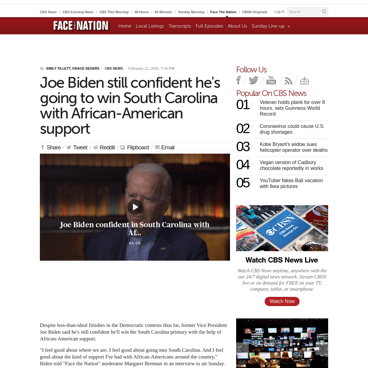 A complete backup of www.cbsnews.com/news/joe-biden-still-confident-hes-going-to-take-south-carolina-with-african-american-suppo