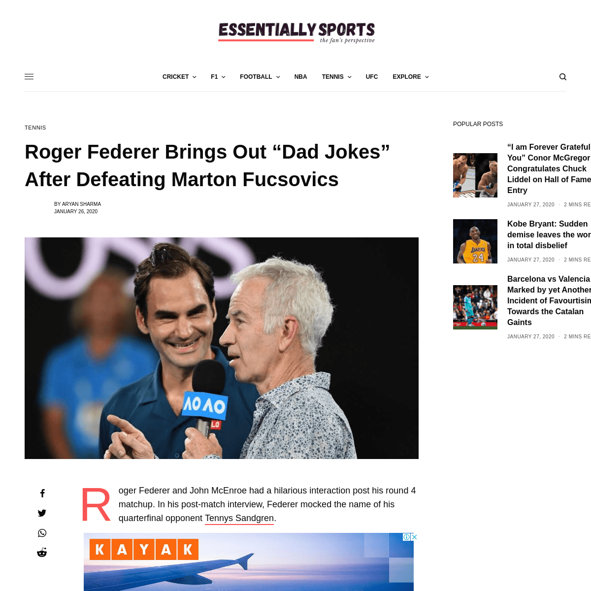 A complete backup of www.essentiallysports.com/roger-federer-brings-out-dad-jokes-after-defeating-marton-fucsovics-austrslian-op