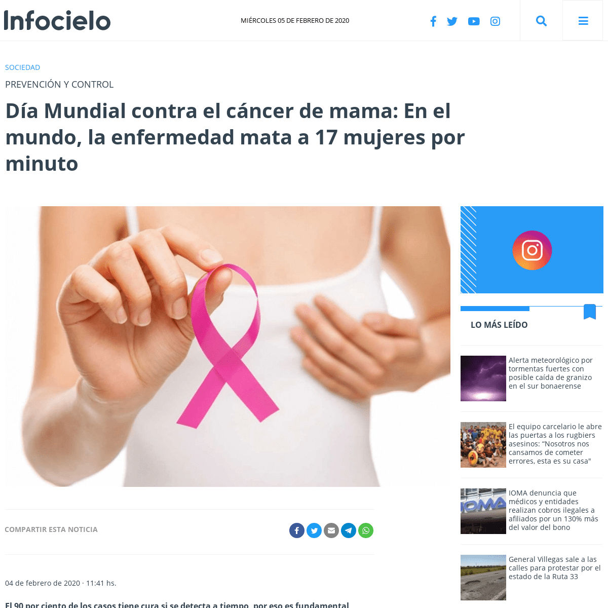 A complete backup of infocielo.com/nota/114718/dia-mundial-contra-el-cancer-de-mama-en-el-mundo-la-enfermedad-mata-a-17-mujeres-
