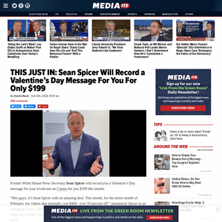 A complete backup of www.mediaite.com/politics/this-just-in-sean-spicer-will-record-a-valentines-day-message-for-you-for-only-19