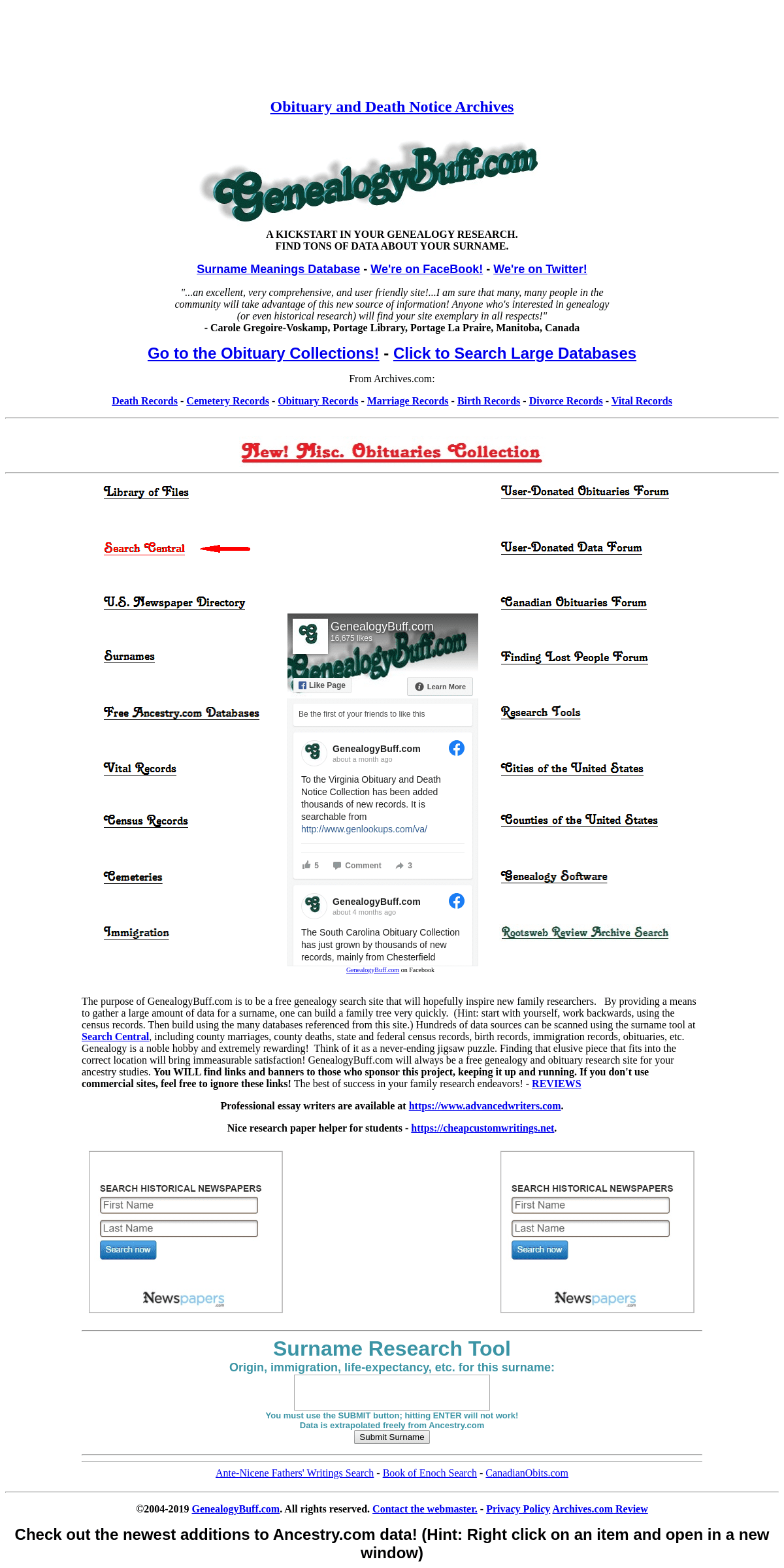 A complete backup of genealogybuff.com