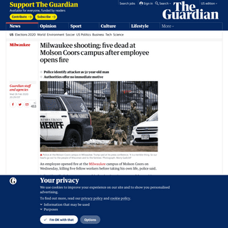 A complete backup of www.theguardian.com/us-news/2020/feb/26/milwaukee-shooting-reports-police-molson-coors