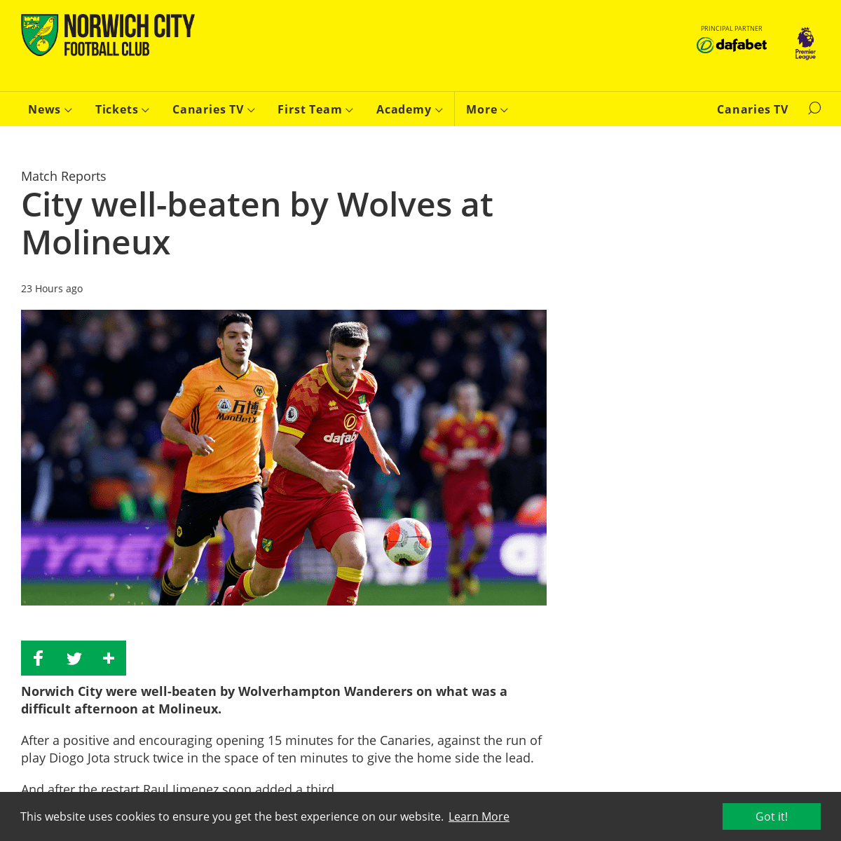 A complete backup of www.canaries.co.uk/News/2020/february/match-report-for-wolverhampton-wanderers-vs-norwich-city-on-23-feb-20