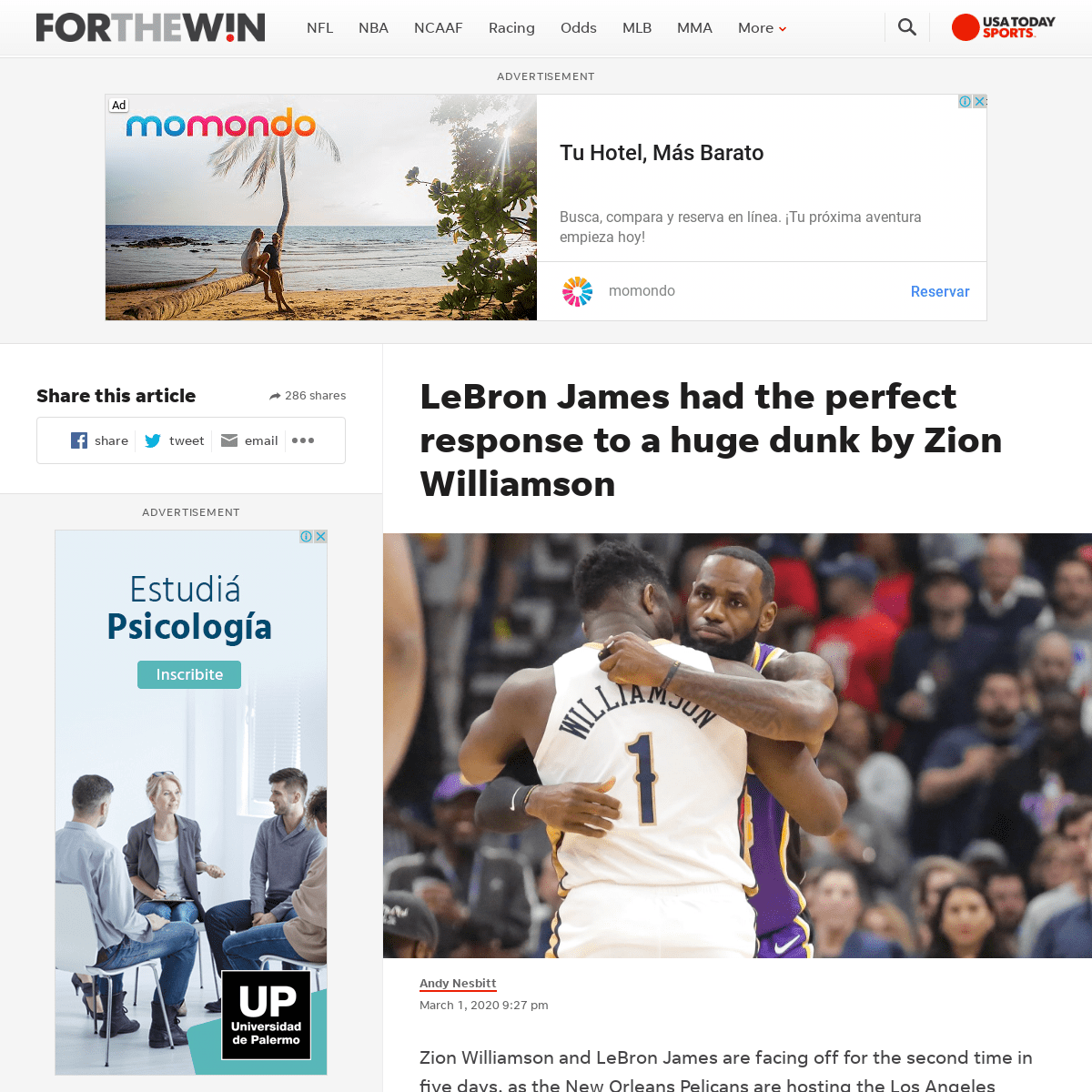 A complete backup of ftw.usatoday.com/2020/03/lakers-pelicans-lebron-james-zion-wiliamson-dunk