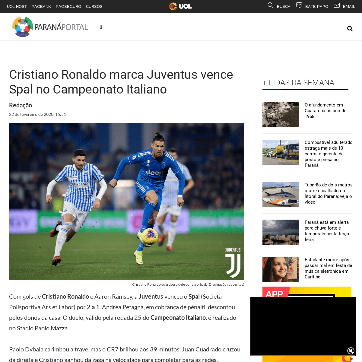 A complete backup of paranaportal.uol.com.br/esportes/cristiano-ronaldo-gol-juventus-spal-campeonato-italiano/