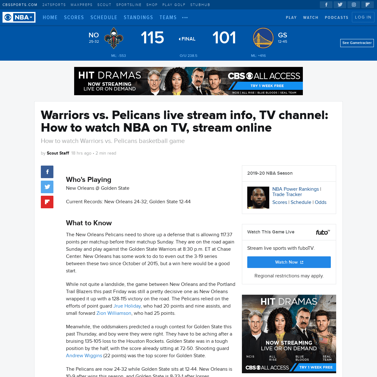 A complete backup of www.cbssports.com/nba/news/warriors-vs-pelicans-live-stream-info-tv-channel-how-to-watch-nba-on-tv-stream-o