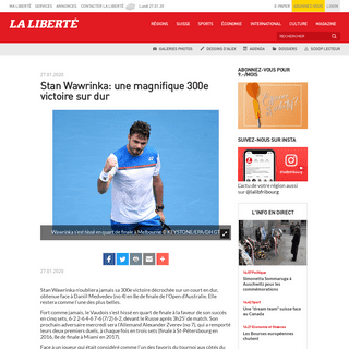 A complete backup of www.laliberte.ch/news-agence/detail/stan-wawrinka-une-magnifique-300e-victoire-sur-dur/551790