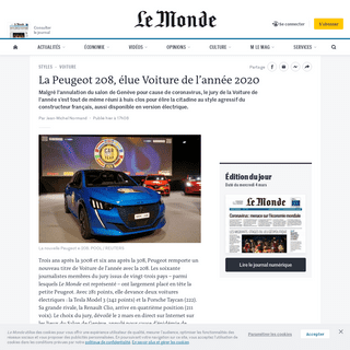 A complete backup of www.lemonde.fr/m-styles/article/2020/03/02/la-peugeot-208-elue-voiture-de-l-annee-2020_6031560_4497319.html