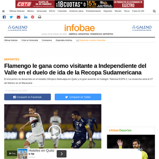 A complete backup of www.infobae.com/america/deportes/2020/02/19/independiente-del-valle-y-flamengo-de-brasil-se-enfrentan-en-la