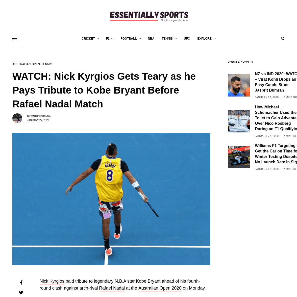 A complete backup of www.essentiallysports.com/watch-nick-kyrgios-gets-teary-as-he-pays-tribute-to-kobe-bryant-before-rafael-nad