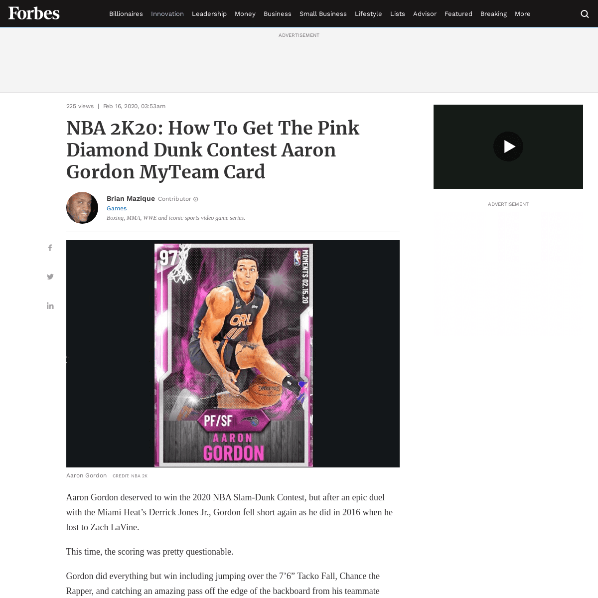 A complete backup of www.forbes.com/sites/brianmazique/2020/02/16/nba-2k20-how-to-get-the-pink-diamond-dunk-contest-aaron-gordon