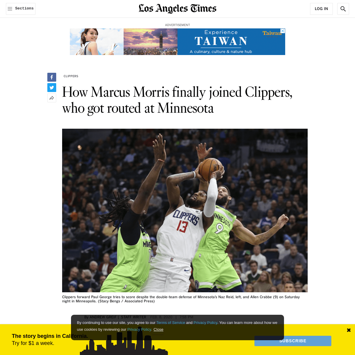 A complete backup of www.latimes.com/sports/clippers/story/2020-02-08/clippers-get-routed-by-new-look-timberwolves