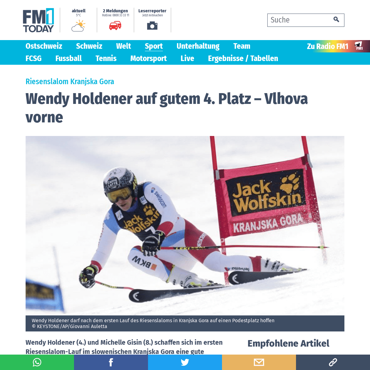 A complete backup of www.fm1today.ch/sport/wintersport/wendy-holdener-auf-gutem-4-platz-136373986