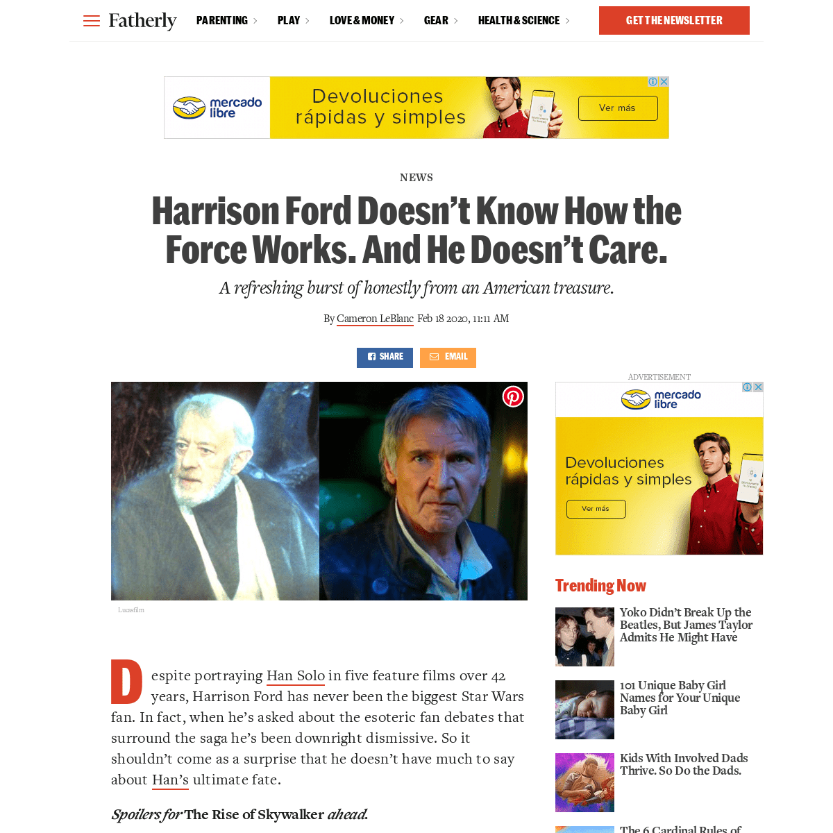 A complete backup of www.fatherly.com/news/harrison-ford-star-wars-the-force-han-solo-rise-of-skywalker/