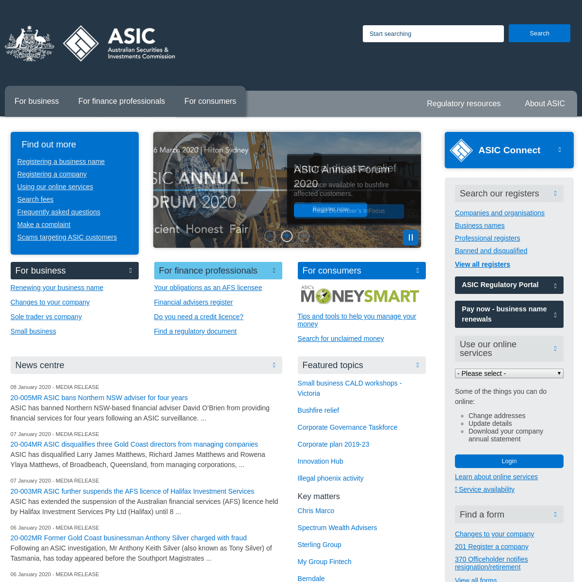 A complete backup of asic.gov.au
