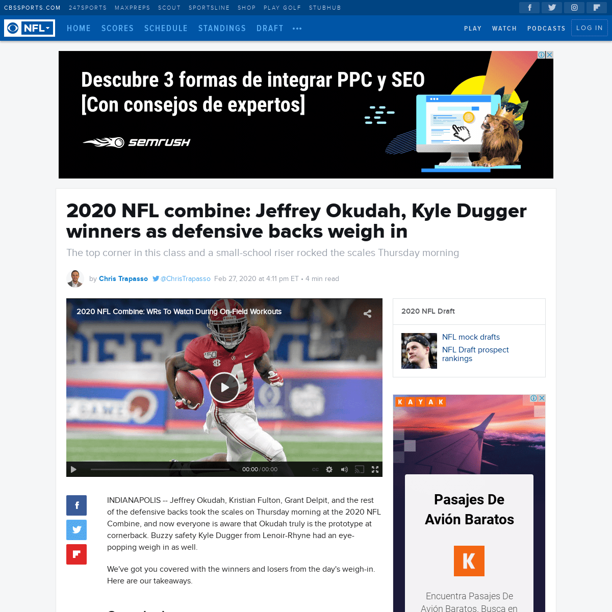 A complete backup of www.cbssports.com/nfl/draft/news/2020-nfl-combine-jeffrey-okudah-kyle-dugger-winners-as-defensive-backs-wei