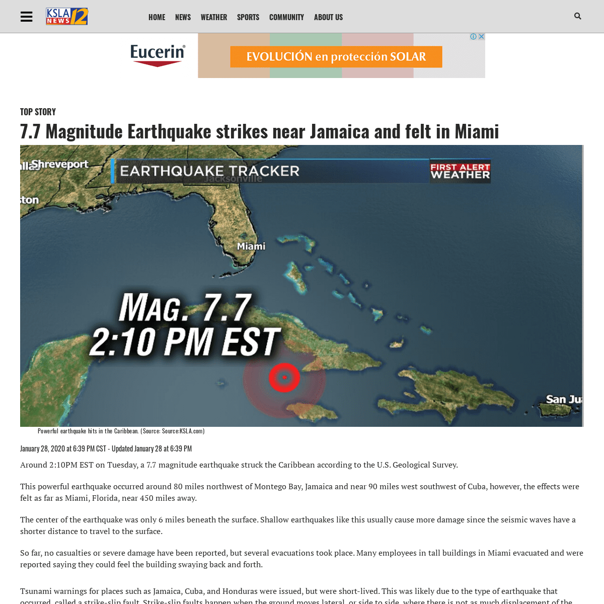 A complete backup of www.ksla.com/2020/01/29/magnitude-earthquake-strikes-near-jamaica-felt-miami/