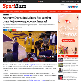 A complete backup of sportbuzz.uol.com.br/noticias/basquete/anthony-davis-dos-lakers-fica-seminu-durante-jogo-e-esquece-cameras.