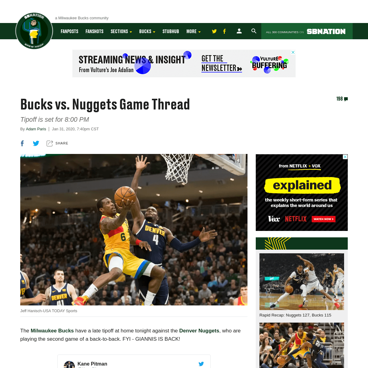 A complete backup of www.brewhoop.com/2020/1/31/21116591/bucks-vs-nuggets-game-thread