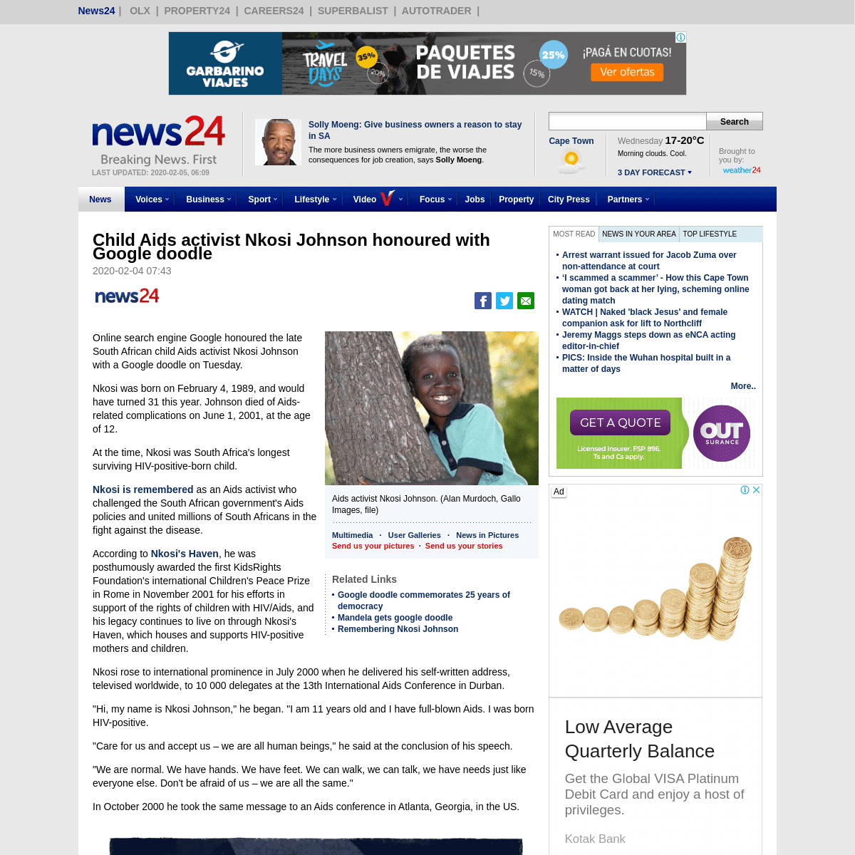 A complete backup of www.news24.com/SouthAfrica/News/child-aids-activist-nkosi-johnson-honoured-with-google-doodle-20200204