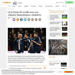 A complete backup of www.la-croix.com/Sport/L1-Paris-SG-Lille-Quatre-fantastiques-titulaires-2020-01-26-1301074319
