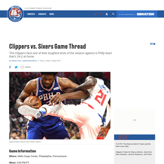 A complete backup of www.clipsnation.com/2020/2/11/21133943/clippers-vs-sixers-game-thread