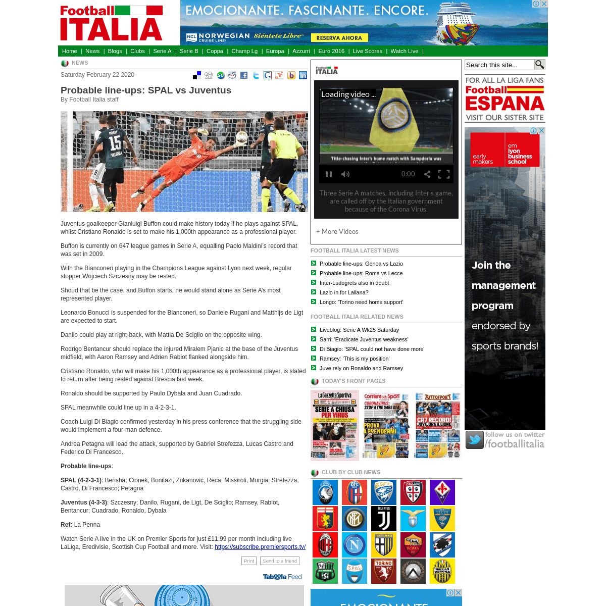 A complete backup of www.football-italia.net/150355/probable-line-ups-spal-vs-juventus
