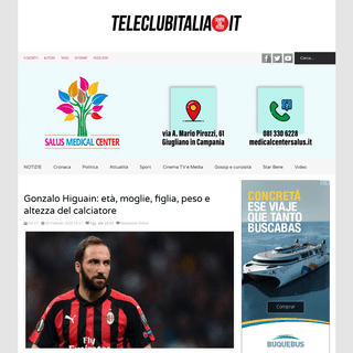 A complete backup of www.teleclubitalia.it/186393/gonzalo-higuain-eta-moglie-figlia-peso-e-altezza-del-calciatore/