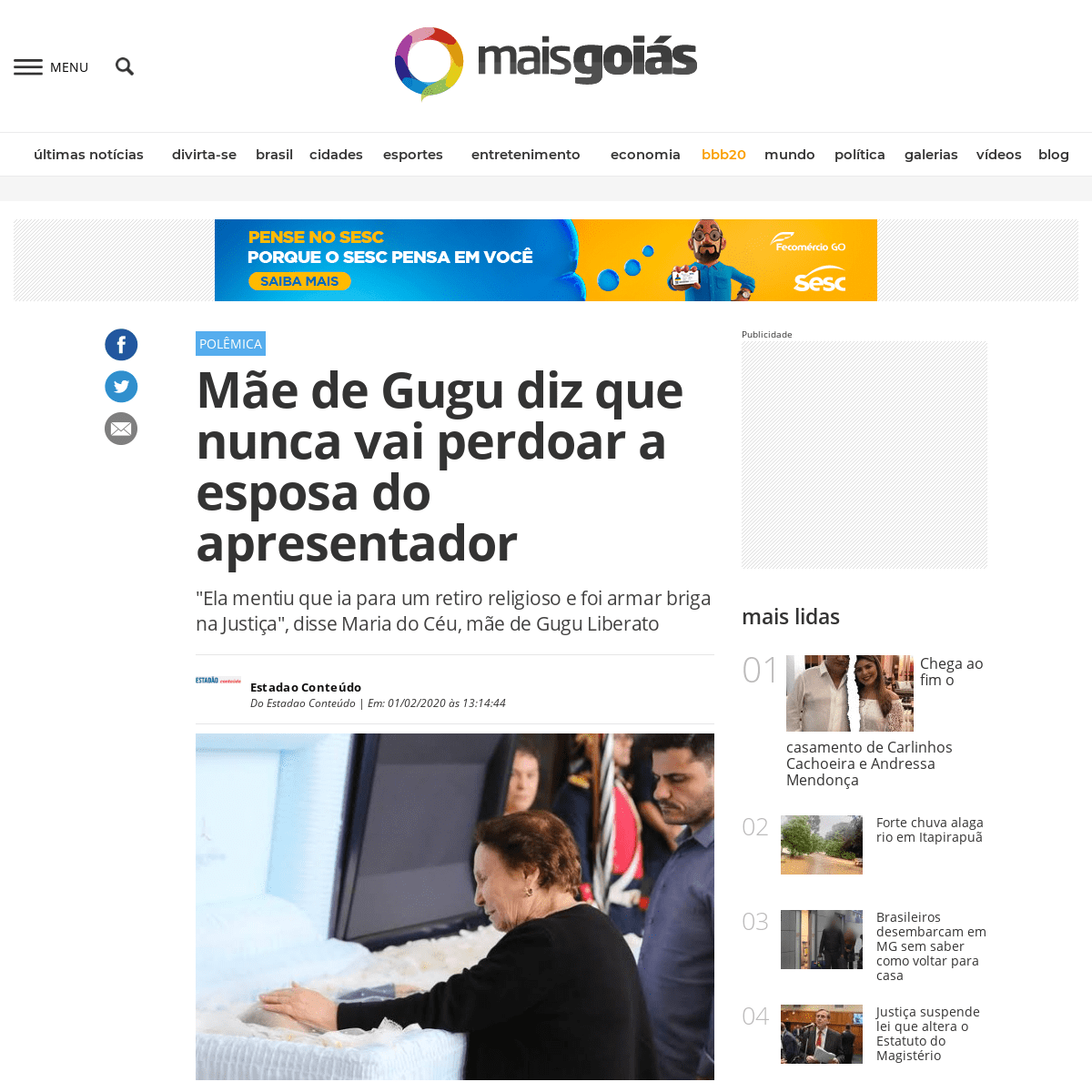 A complete backup of www.emaisgoias.com.br/mae-de-gugu-diz-que-nunca-vai-perdoar-a-esposa-do-apresentador/