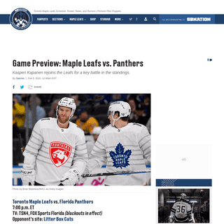 A complete backup of www.pensionplanpuppets.com/2020/2/3/21119904/toronto-maple-leafs-game-preview-time-information-florida-pant