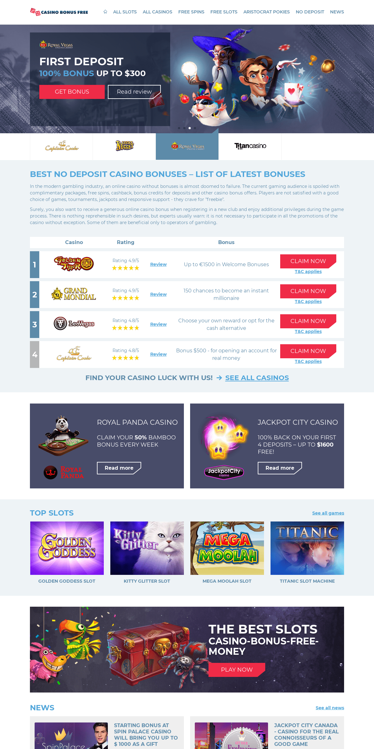Best online casino free spins bonus