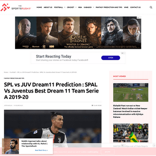 A complete backup of thesportsrush.com/spl-vs-juv-dream11-prediction-spal-vs-juventus-best-dream-11-team-serie-a-2019-20/