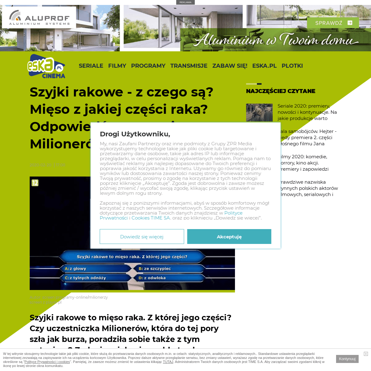 A complete backup of www.eska.pl/cinema/news/szyjki-rakowe-z-czego-sa-mieso-z-jakiej-czesci-raka-odpowiedz-na-pytanie-z-milioner