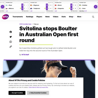 A complete backup of www.wtatennis.com/news/1580976/svitolina-stops-boulter-in-australian-open-first-round