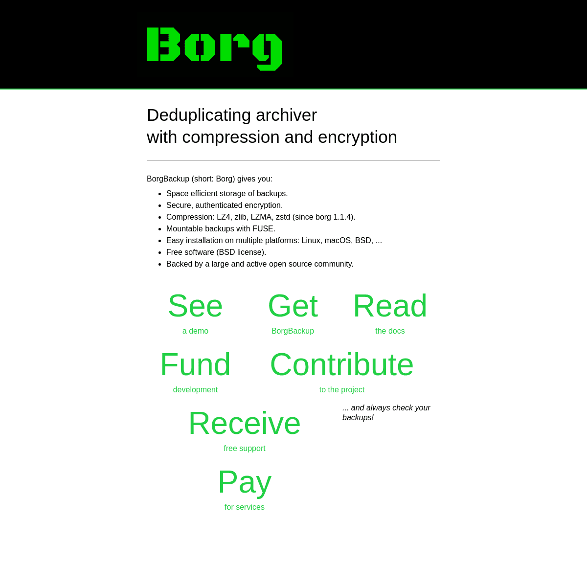 A complete backup of borgbackup.org