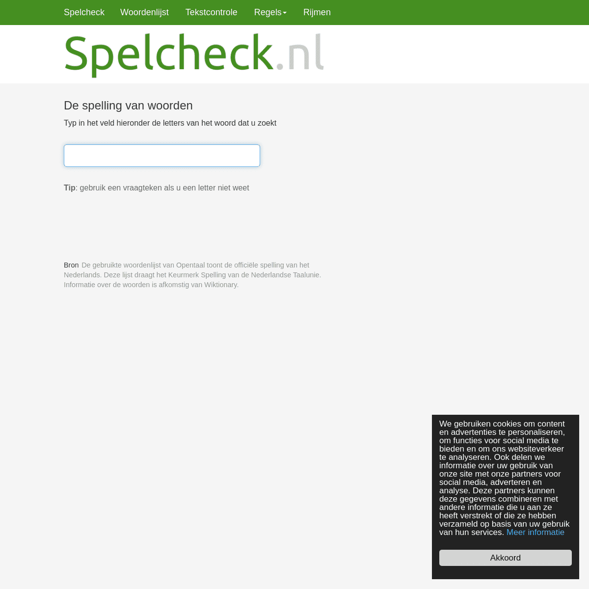 A complete backup of spelcheck.nl