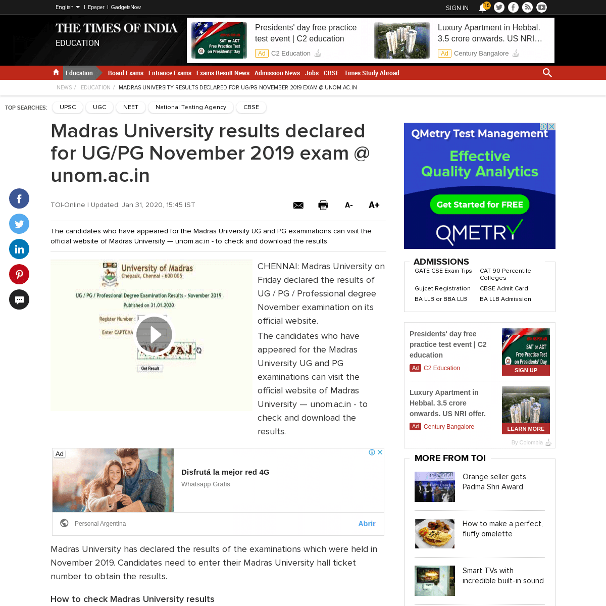 A complete backup of timesofindia.indiatimes.com/home/education/news/madras-university-results-announced-for-ug/pg-november-2019