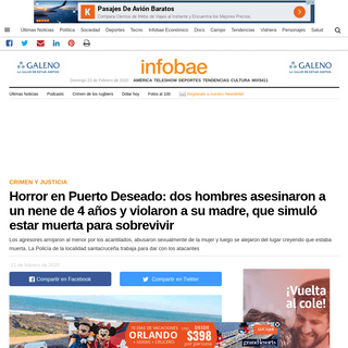A complete backup of www.infobae.com/sociedad/policiales/2020/02/21/horror-en-puerto-deseado-dos-hombres-asesinaron-a-un-nene-de