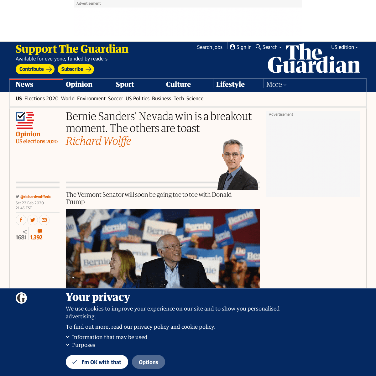 A complete backup of www.theguardian.com/commentisfree/2020/feb/22/bernie-sanders-nevada-win-is-a-breakout-moment-the-others-are