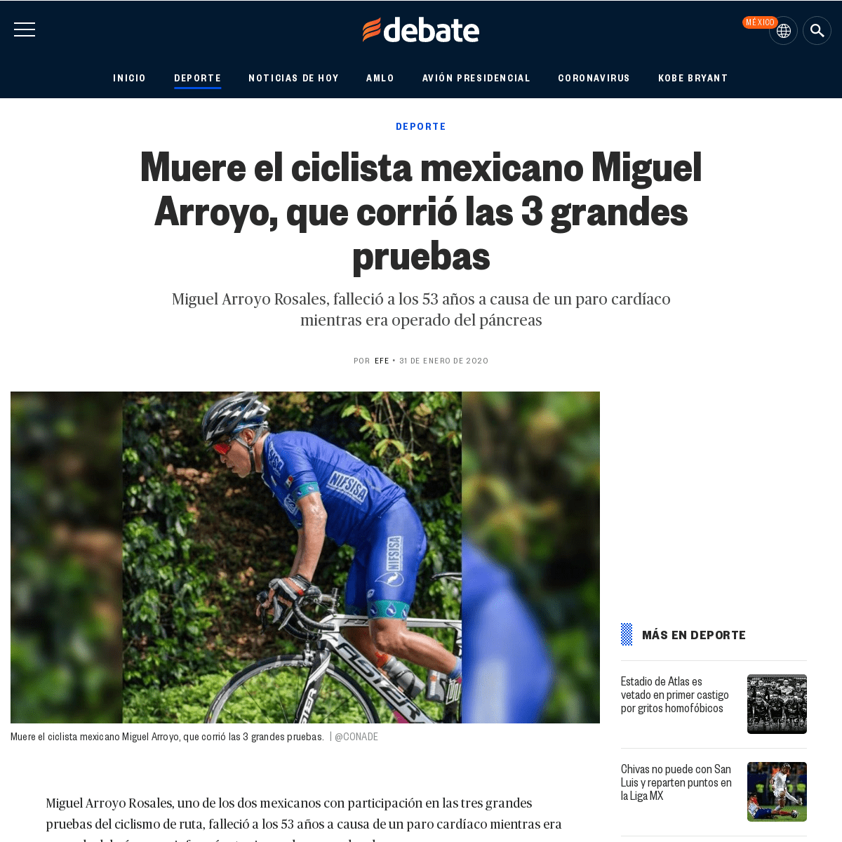 A complete backup of www.debate.com.mx/deportes/Muere-el-ciclista-mexicano-Miguel-Arroyo-que-corrio-las-3-grandes-pruebas-202001