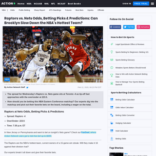 A complete backup of www.actionnetwork.com/nba/raptors-vs-nets-picks-betting-odds-predictions-wednesday-february-12-2020