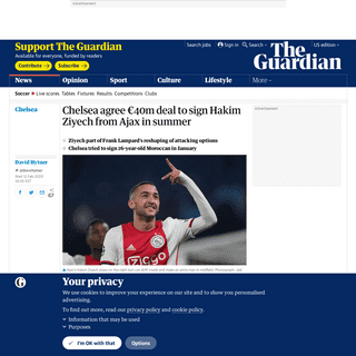 A complete backup of www.theguardian.com/football/2020/feb/12/chelsea-agree-40m-deal-to-sign-hakim-ziyech-from-ajax-in-summer