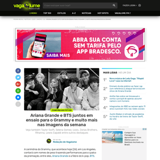 A complete backup of www.vagalume.com.br/news/2020/01/26/ariana-grande-e-bts-juntos-em-ensaio-para-o-grammy-e-muito-mais-nas-ima