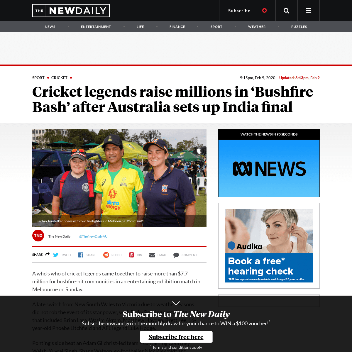 A complete backup of thenewdaily.com.au/sport/cricket/2020/02/09/cricket-legends-raise-millions-in-bushfire-bash-sachin-tendulka