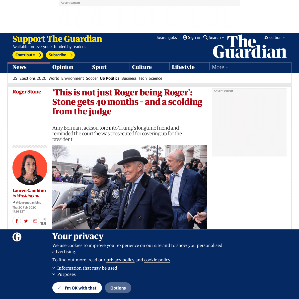 A complete backup of www.theguardian.com/us-news/2020/feb/20/roger-stone-trial-40-months-sentence