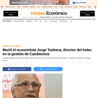 A complete backup of www.infobae.com/economia/2020/02/21/murio-el-economista-jorge-todesca-ex-director-del-indec-en-la-gestion-d