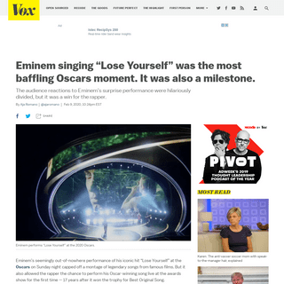 A complete backup of www.vox.com/2020/2/9/21130890/oscars-2020-eminem-lose-yourself-performance-crowd-reactions